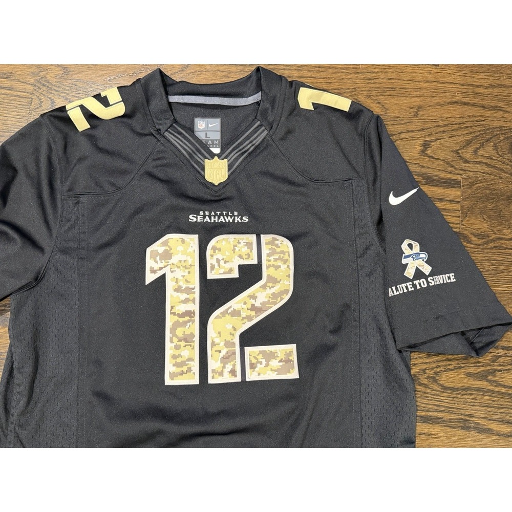 Nike Seattle Seahawks 12 Fan Salute to Service Camo Jersey Mens Large